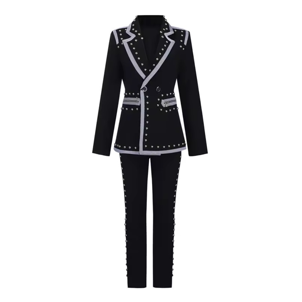 Studded Black and Gray Women's Suit